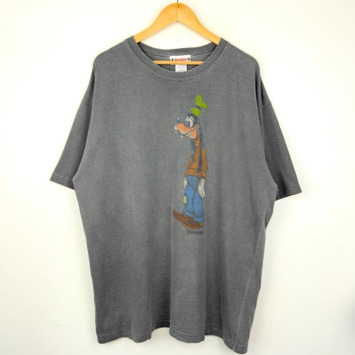 Vintage 00s Goofy Disneyland Faded Grey T Shirt (XL)