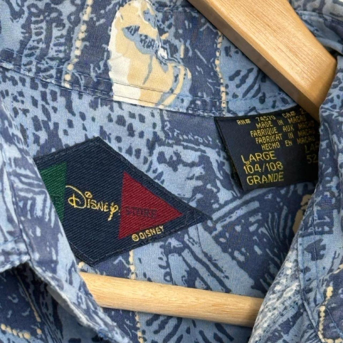 Vintage 90s Mickey Mouse Seashells Blue Button Up Shirt (L)