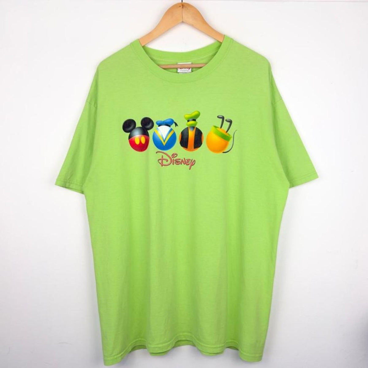 Vintage 00s Mickey & Friends Spheres Emblems Green T Shirt (XL)