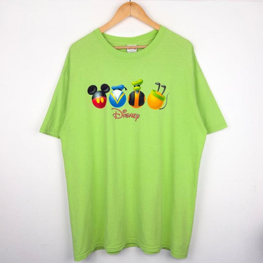 Vintage 00s Mickey & Friends Spheres Emblems Green T Shirt (XL)