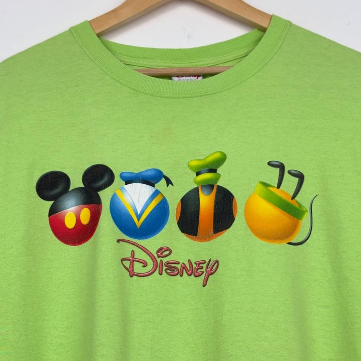 Vintage 00s Mickey & Friends Spheres Emblems Green T Shirt (XL)