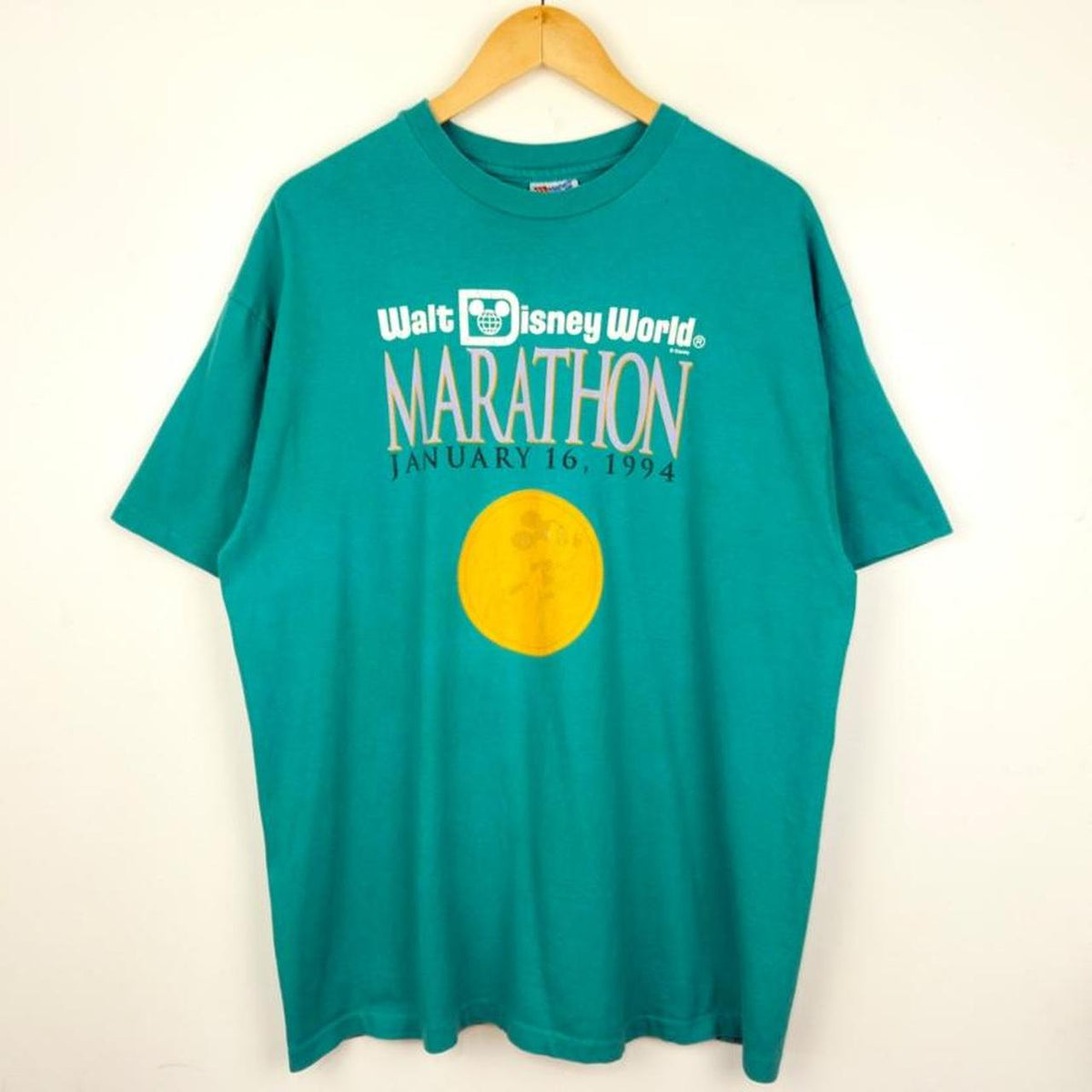 Vintage 1994 Walt Disney World Marathon Teal T Shirt (XL)