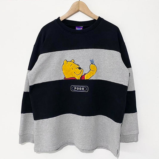 Vintage Winnie The Pooh Striped Sweatshirt (M)