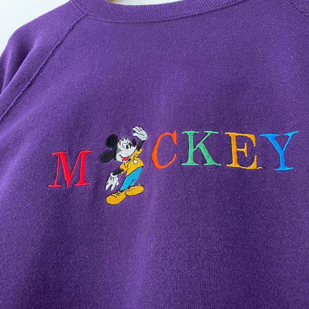 Vintage Mickey Mouse Purple 90s Sweatshirt (XL)