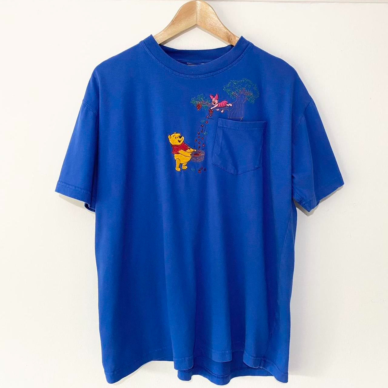 Vintage Pooh & Piglet Fruit Tree Embroidered Pocket T Shirt (XL)