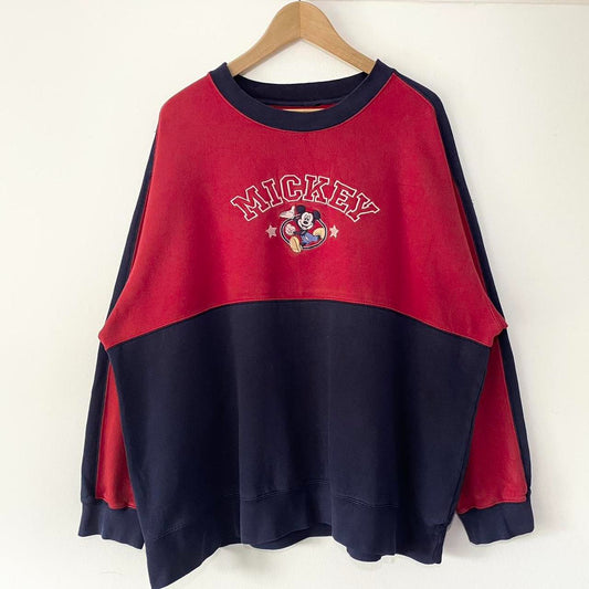 Vintage Mickey Embroidered Colour Block Sweatshirt (XXL)