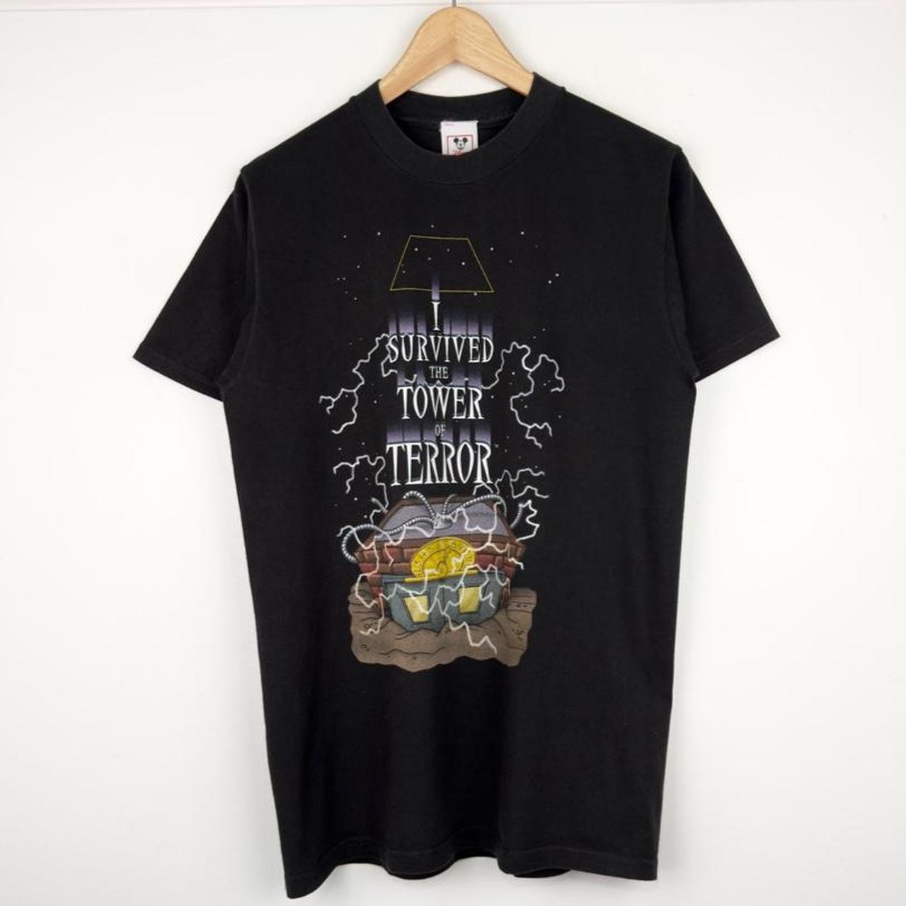 Vintage 90s Disney Tower of Terror It's A Snap! Black T Shirt (M)