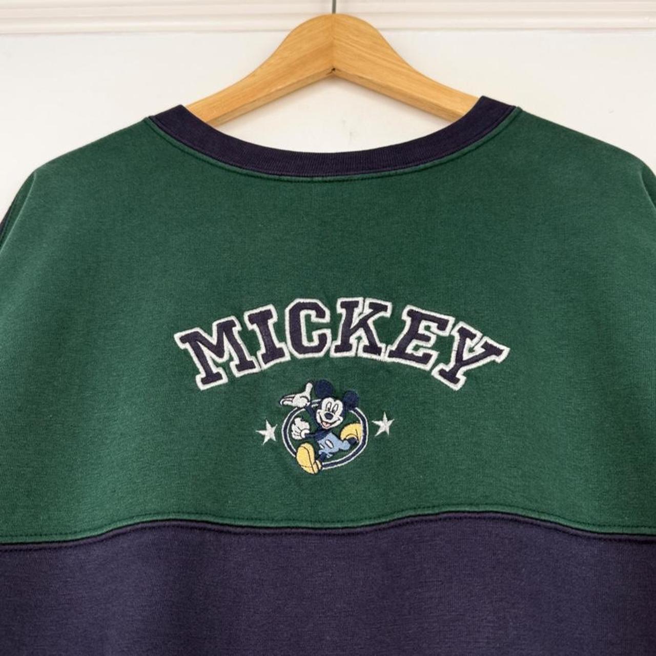 Vintage 90s Mickey Mouse Embroidered Colour Block Sweatshirt (XL)