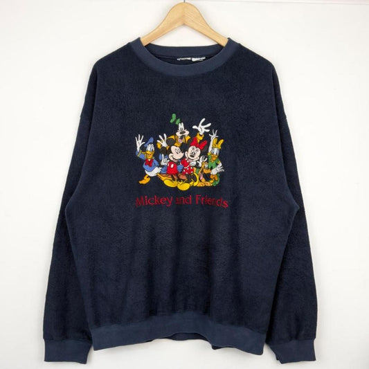 Vintage 90s Mickey and Friends Navy Fleece Sweatshirt (L)