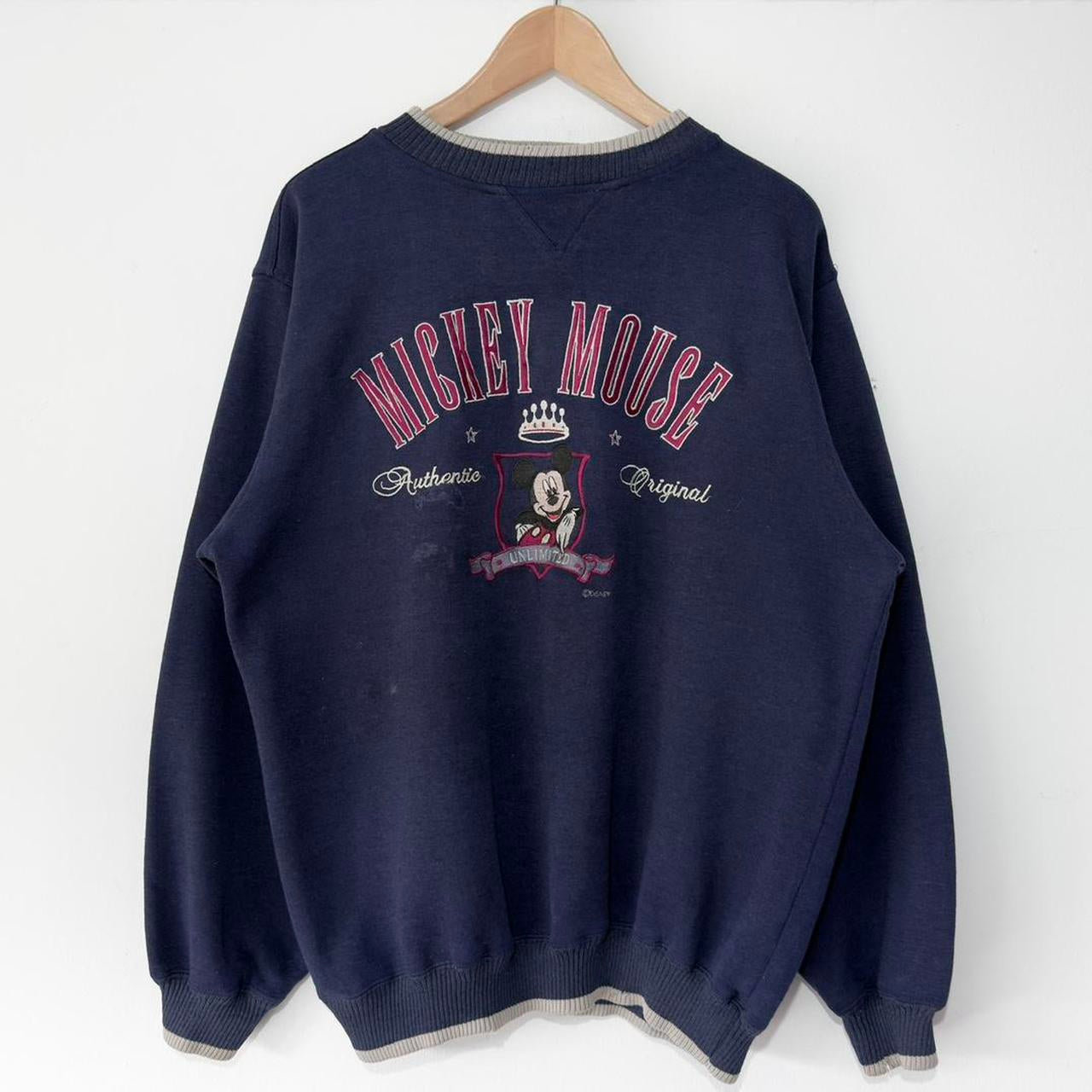 Vintage Mickey Mouse Embroidered Distressed 90s Sweatshirt (L)