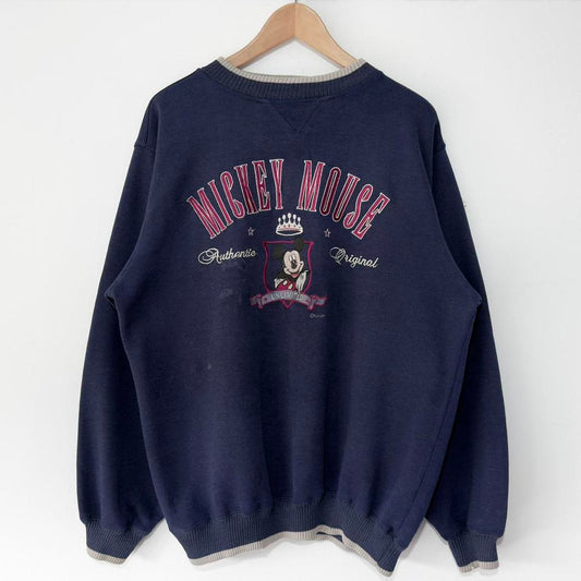 Vintage Mickey Mouse Embroidered Distressed 90s Sweatshirt (L)