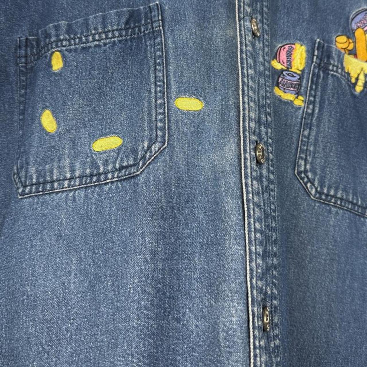 Vintage 00s Pooh & Friends Honey Embroidered Blue Denim Shirt (XXL)