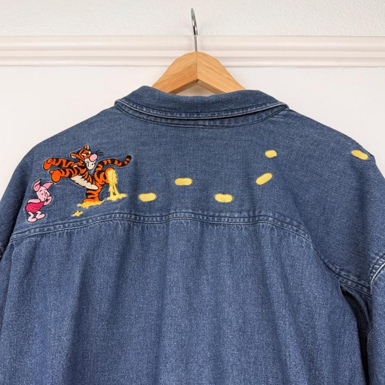 Vintage 00s Pooh & Friends Honey Embroidered Blue Denim Shirt (XXL)