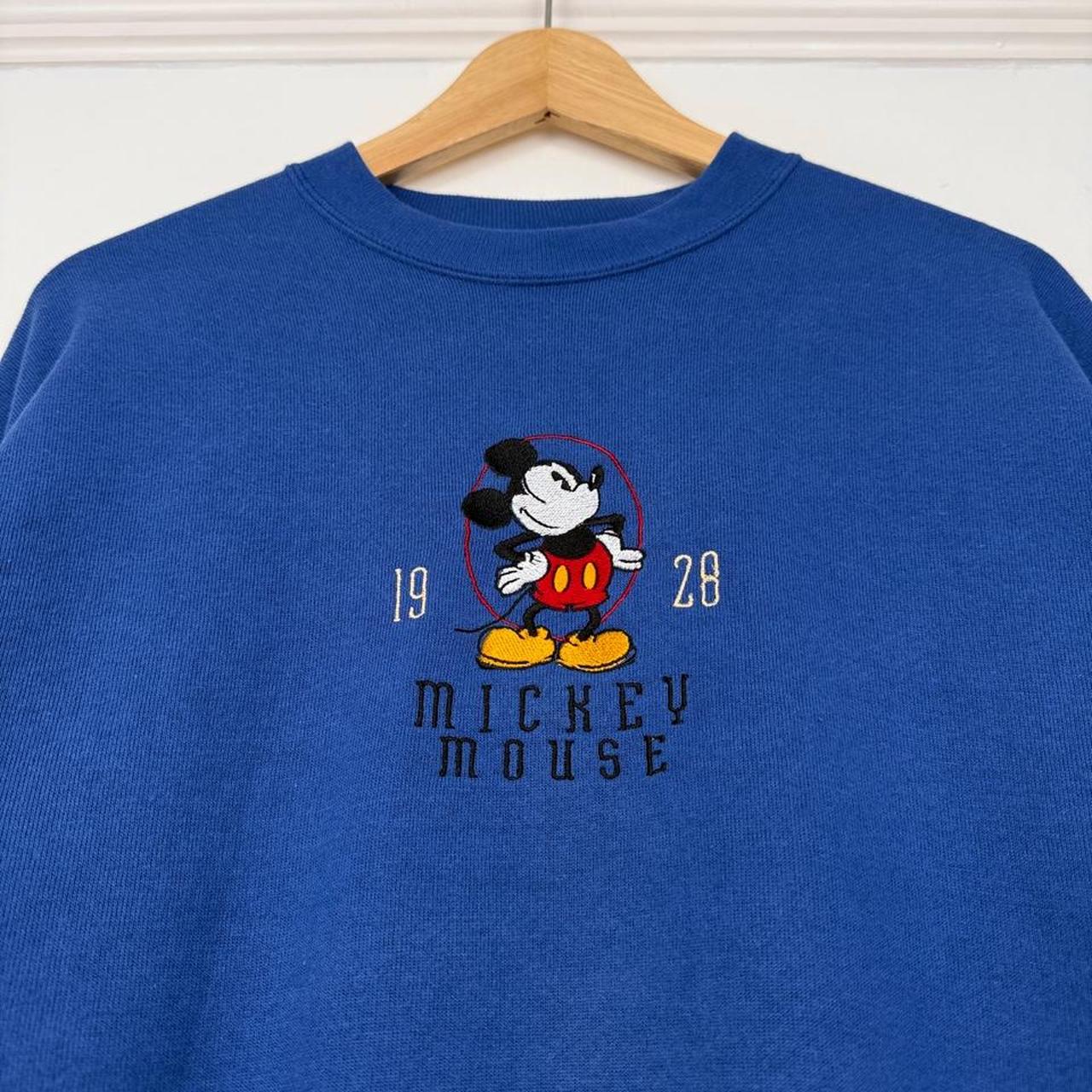 Vintage 90s Mickey Mouse Embroidered Blue Sweatshirt (M)
