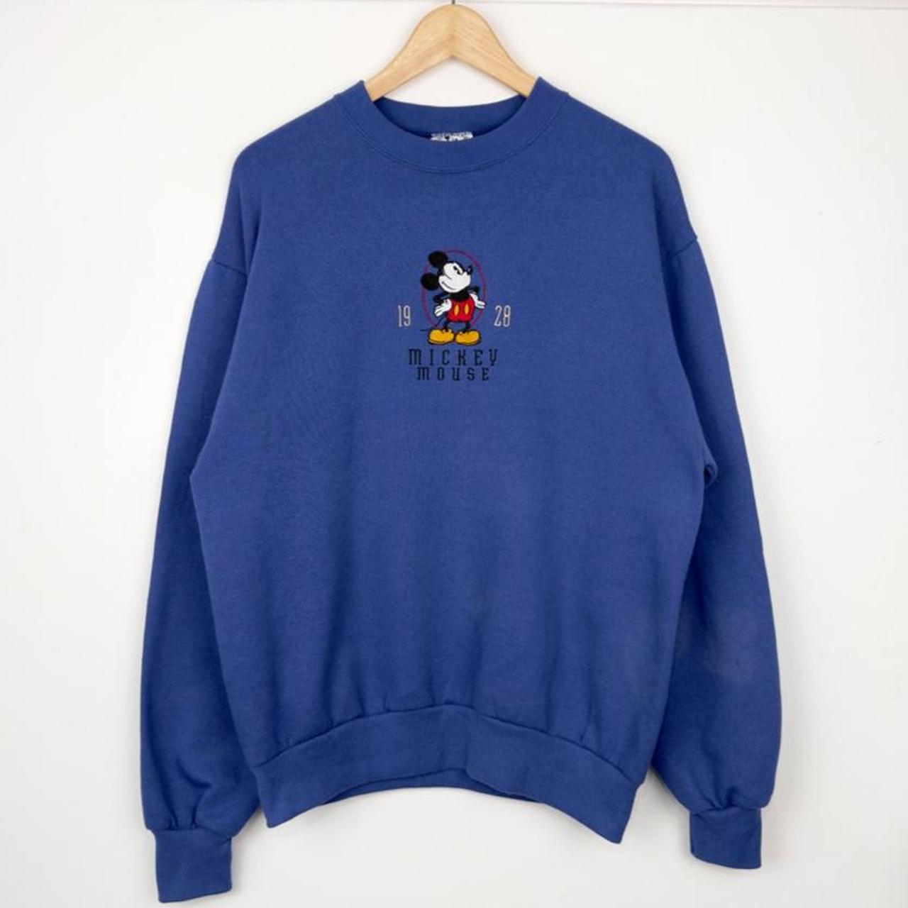 Vintage 90s Mickey Mouse Embroidered Blue Sweatshirt (M)