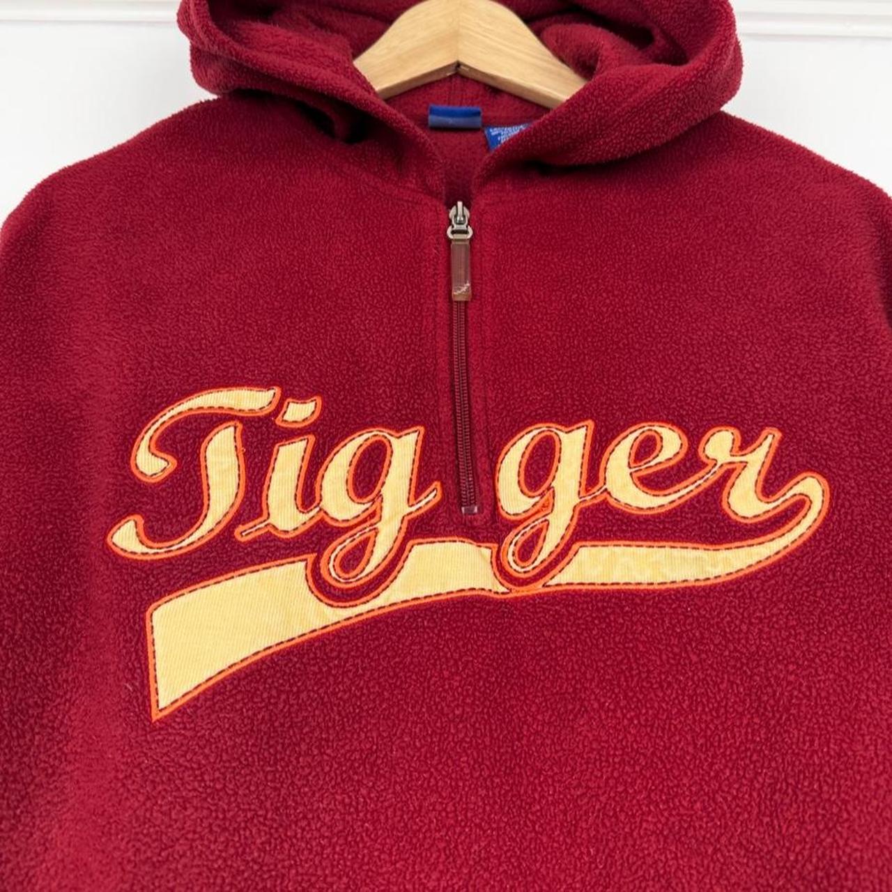 Disney Tigger Embroidered Fleece Burgundy 2000s Red Hoodie (L)