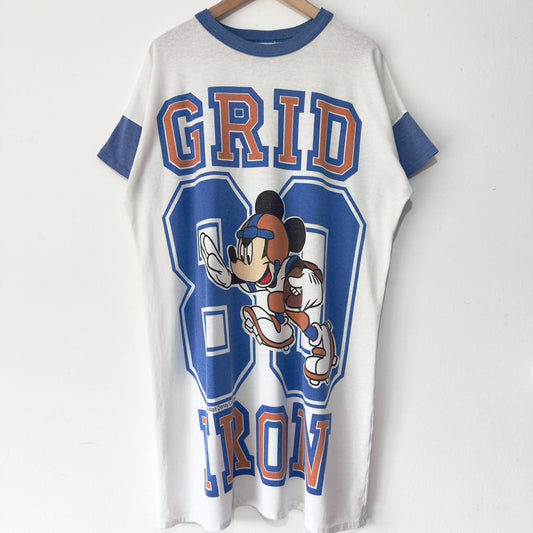 Vintage Mickey American Football 90s Sleepwear T Shirt (Long XL)