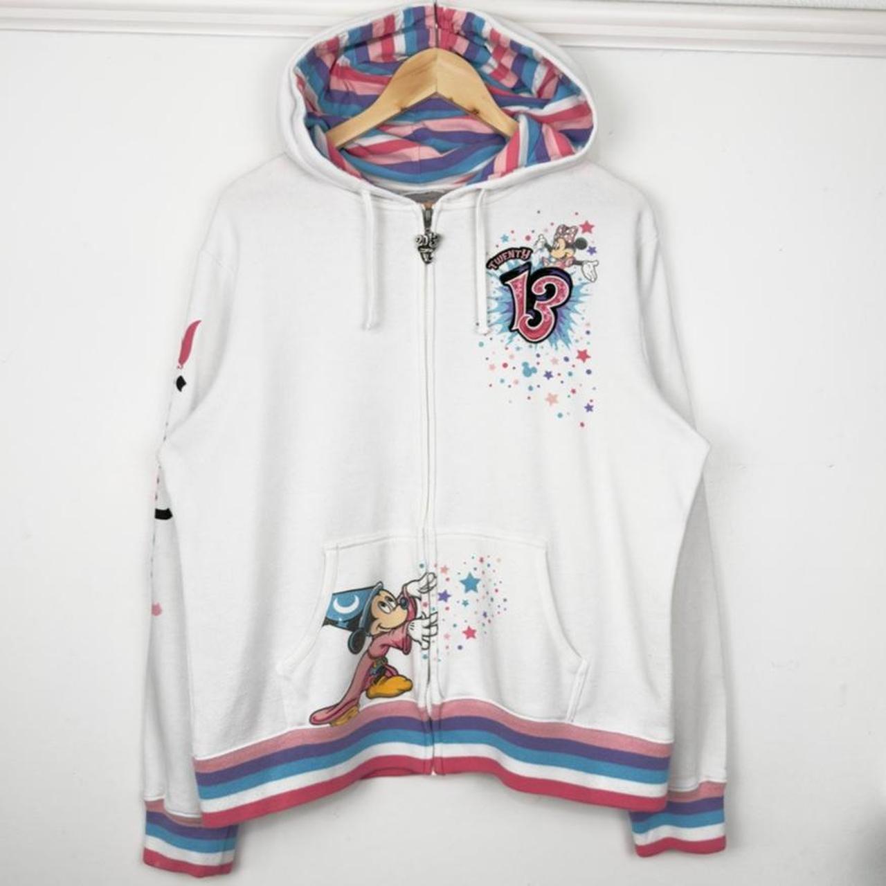 Disneyland 2013 Sorcerer Mickey White Zip Up Hoodie (Women's XL)
