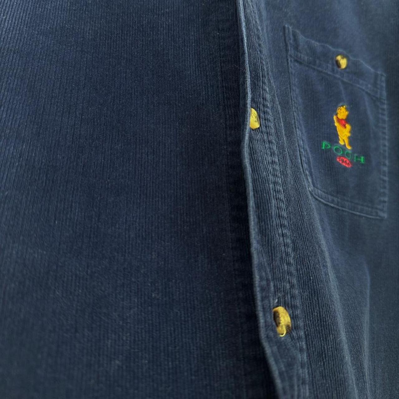 Vintage 00s Winnie The Pooh Corduroy Navy Button Up Shirt (M)