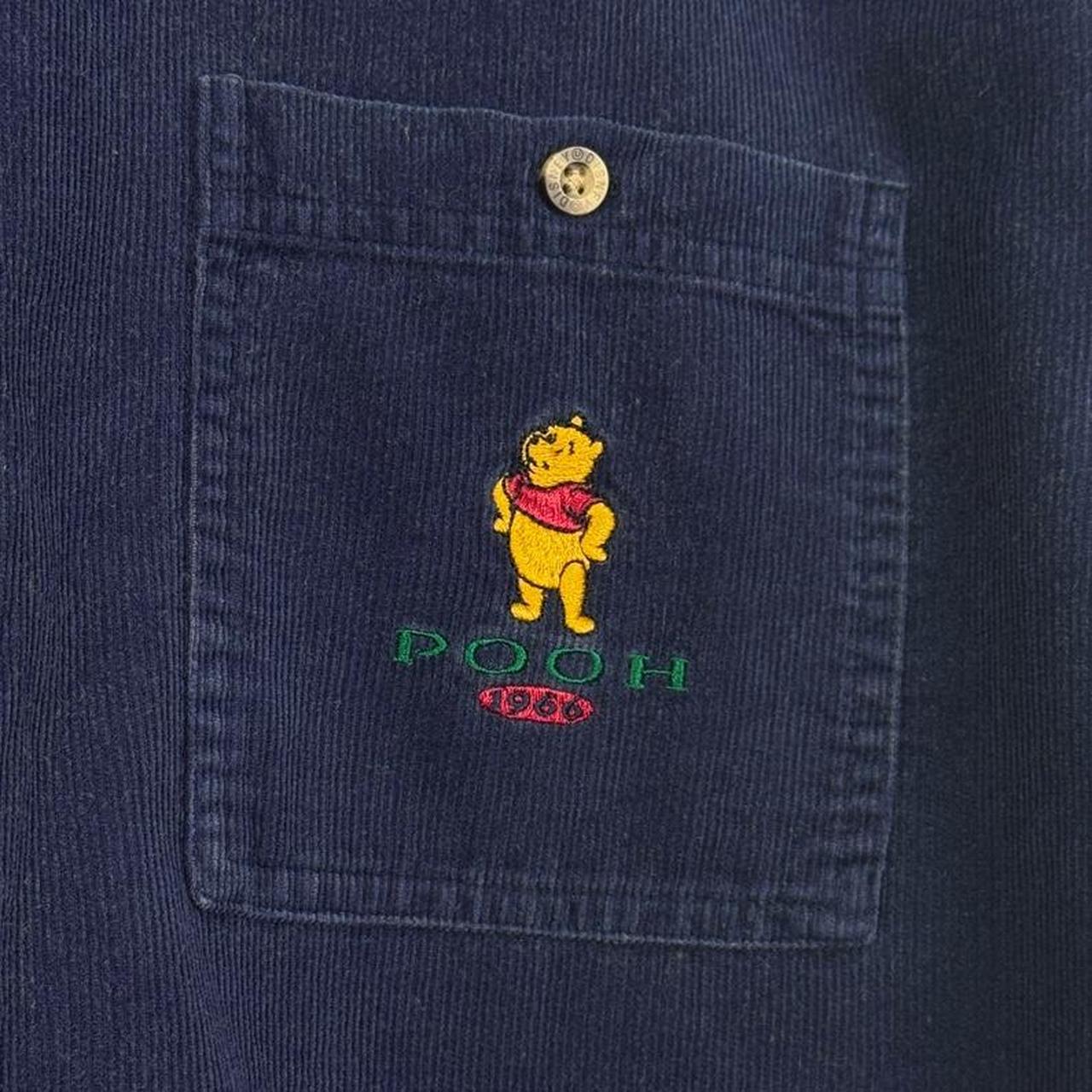 Vintage 00s Winnie The Pooh Corduroy Navy Button Up Shirt (M)