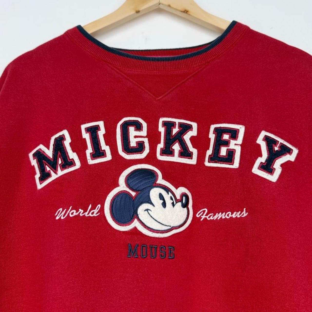 Vintage 00s Disneyland Mickey Spell Out Embroidered Red Sweatshirt (XL)