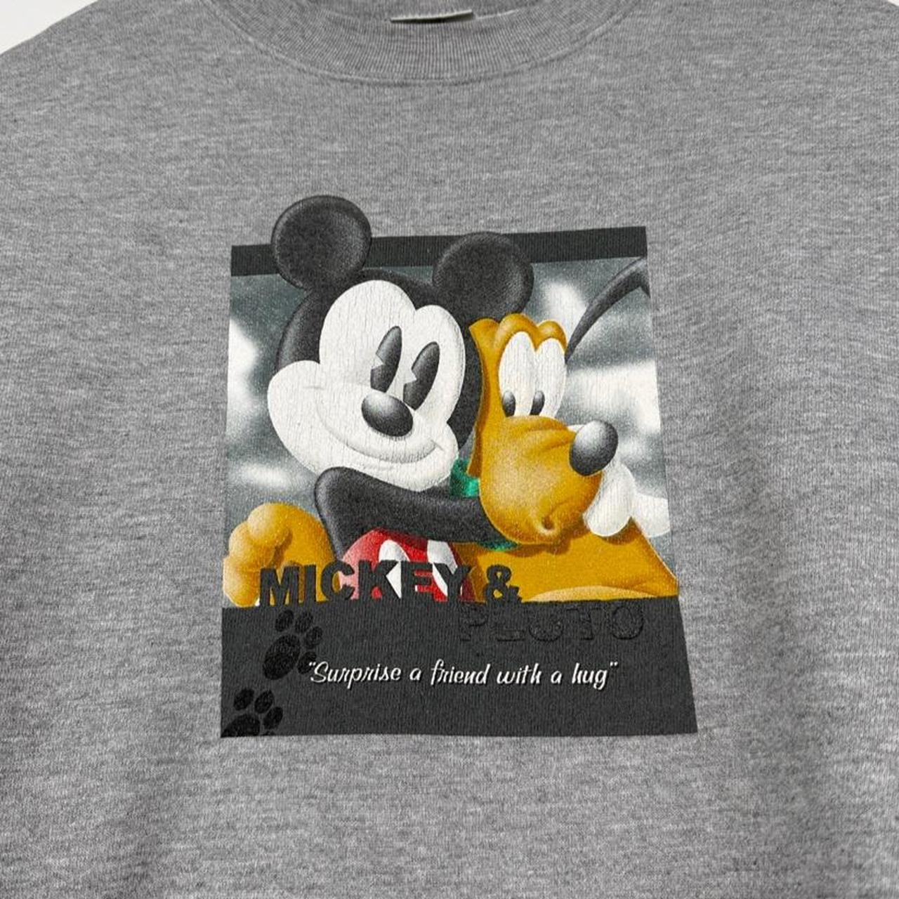Vintage 00s Pluto & Mickey Mouse Disney Store Grey Sweatshirt (M)