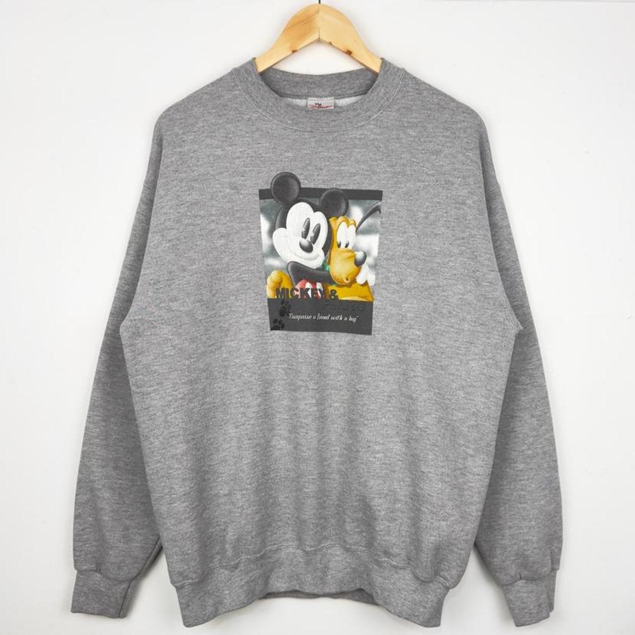 Vintage 00s Pluto & Mickey Mouse Disney Store Grey Sweatshirt (M)