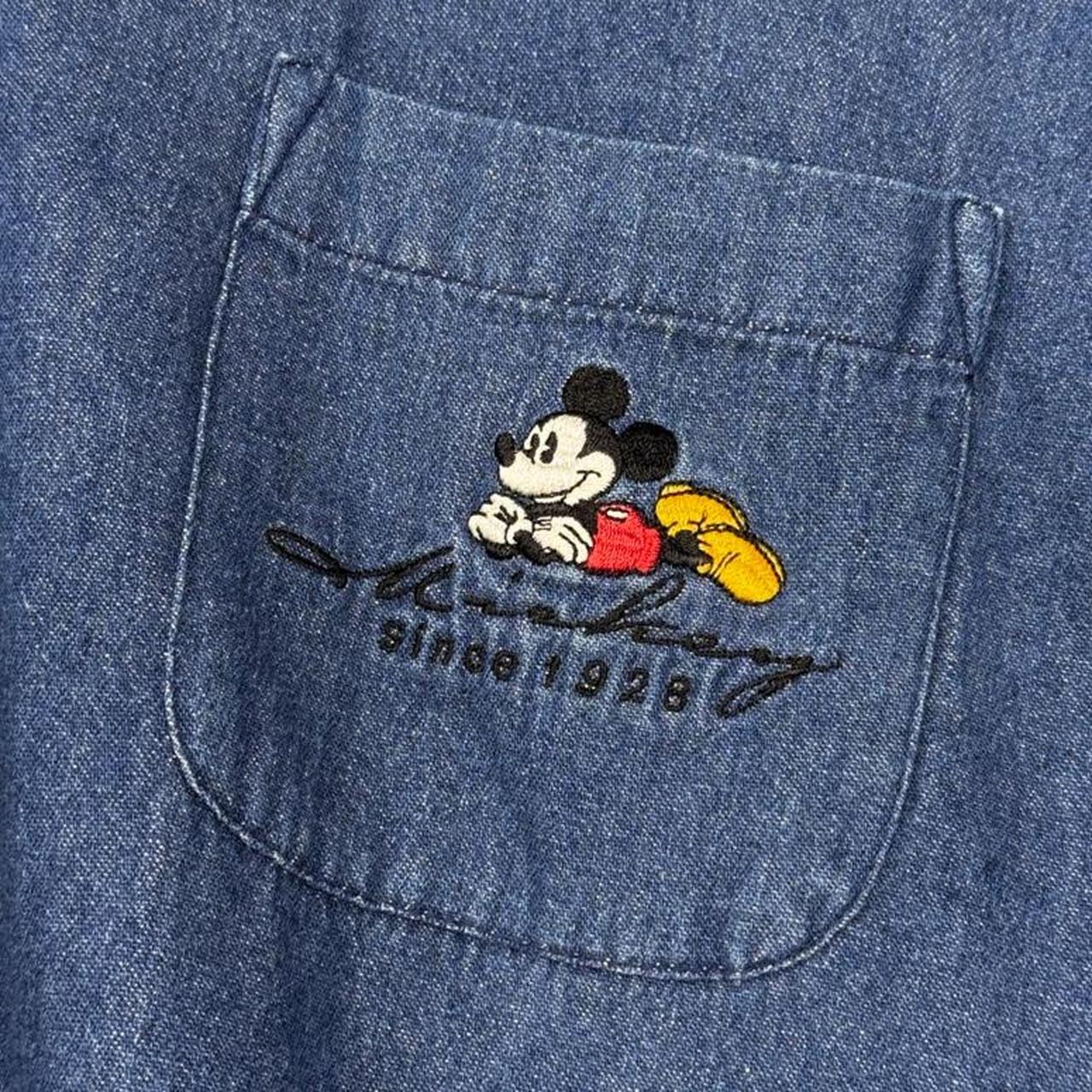 Vintage 00s Mickey Mouse Embroidered Denim Shirt (Women's XL)