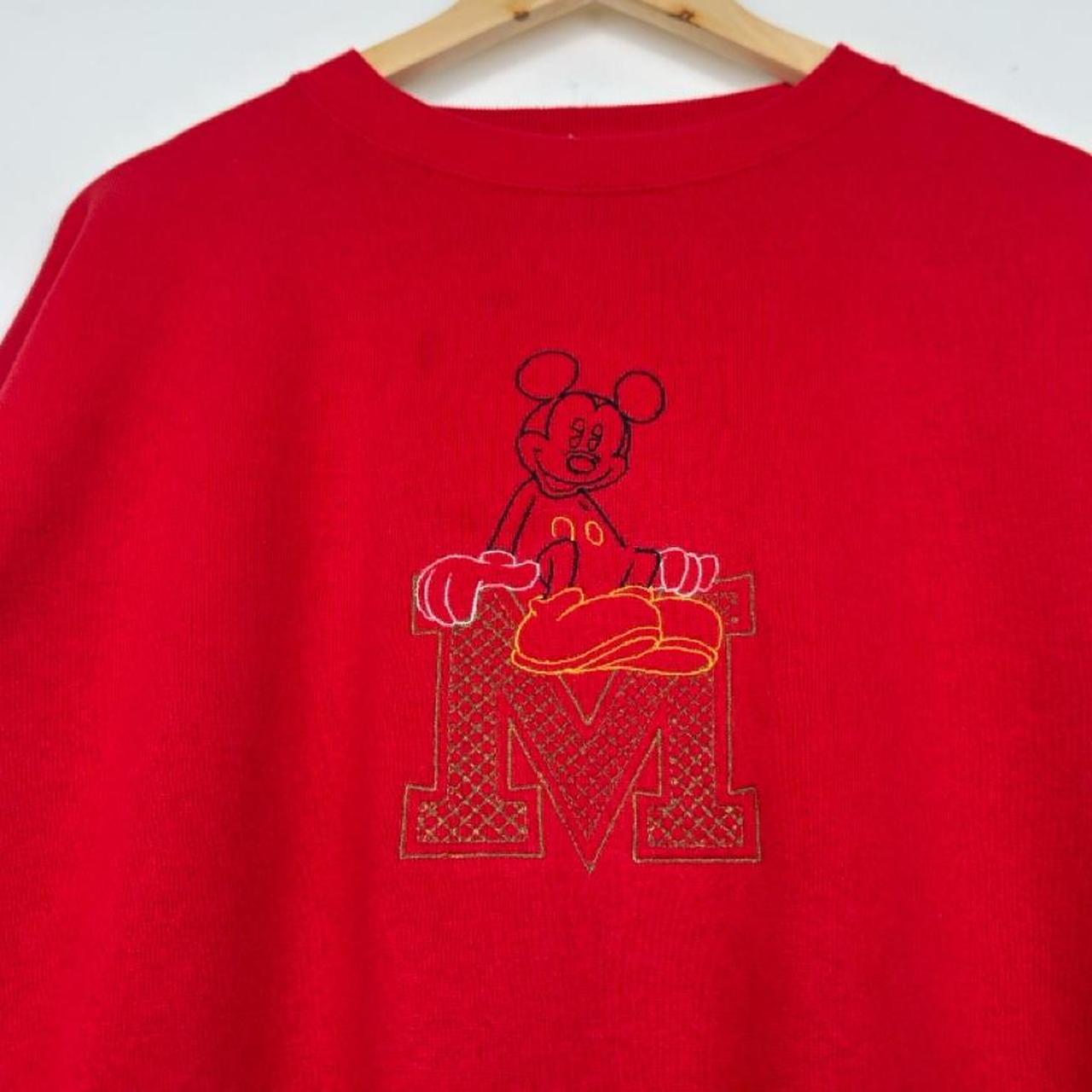 Vintage 90s Mickey Mouse Outline Embroidered Red Sweatshirt (XL)