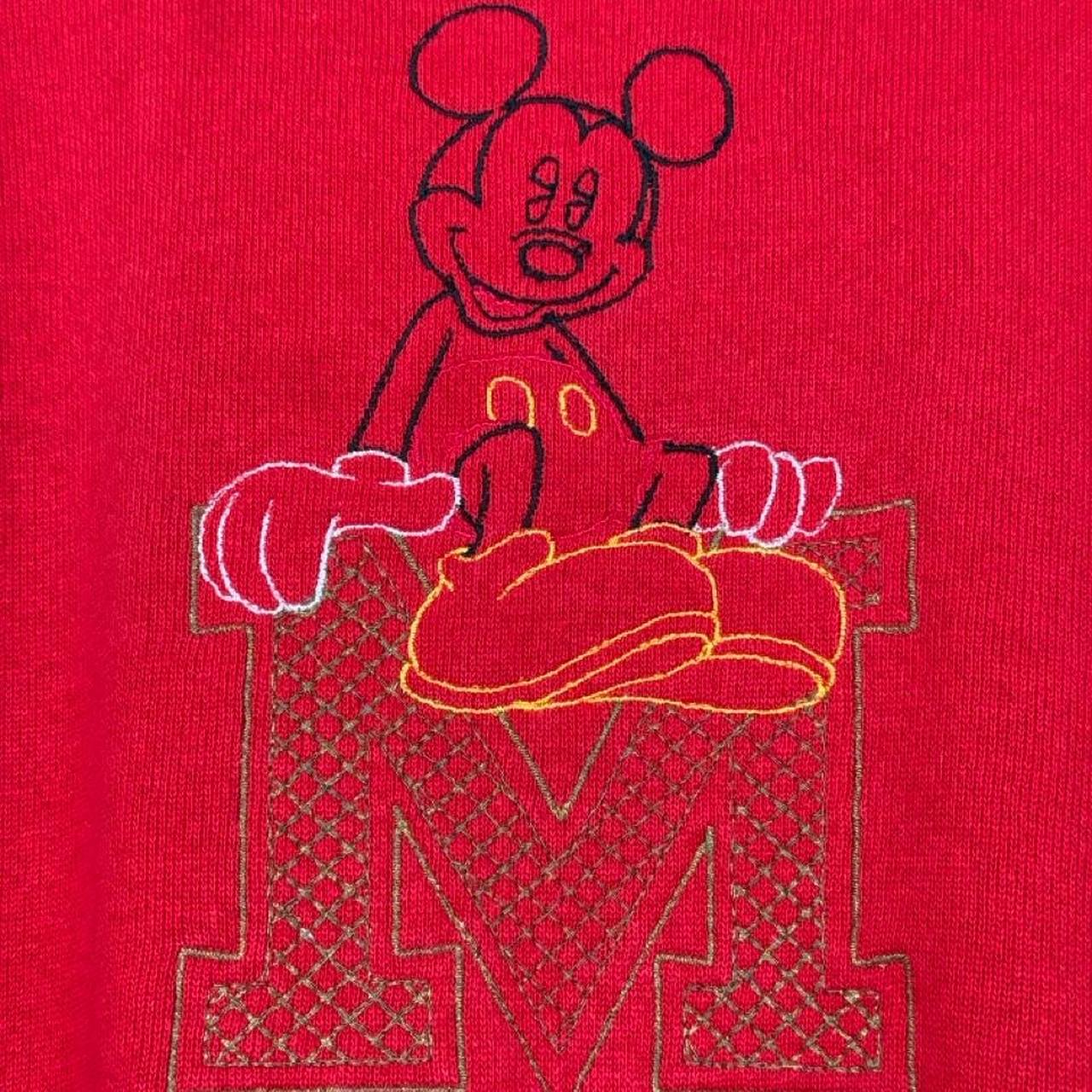 Vintage 90s Mickey Mouse Outline Embroidered Red Sweatshirt (XL)