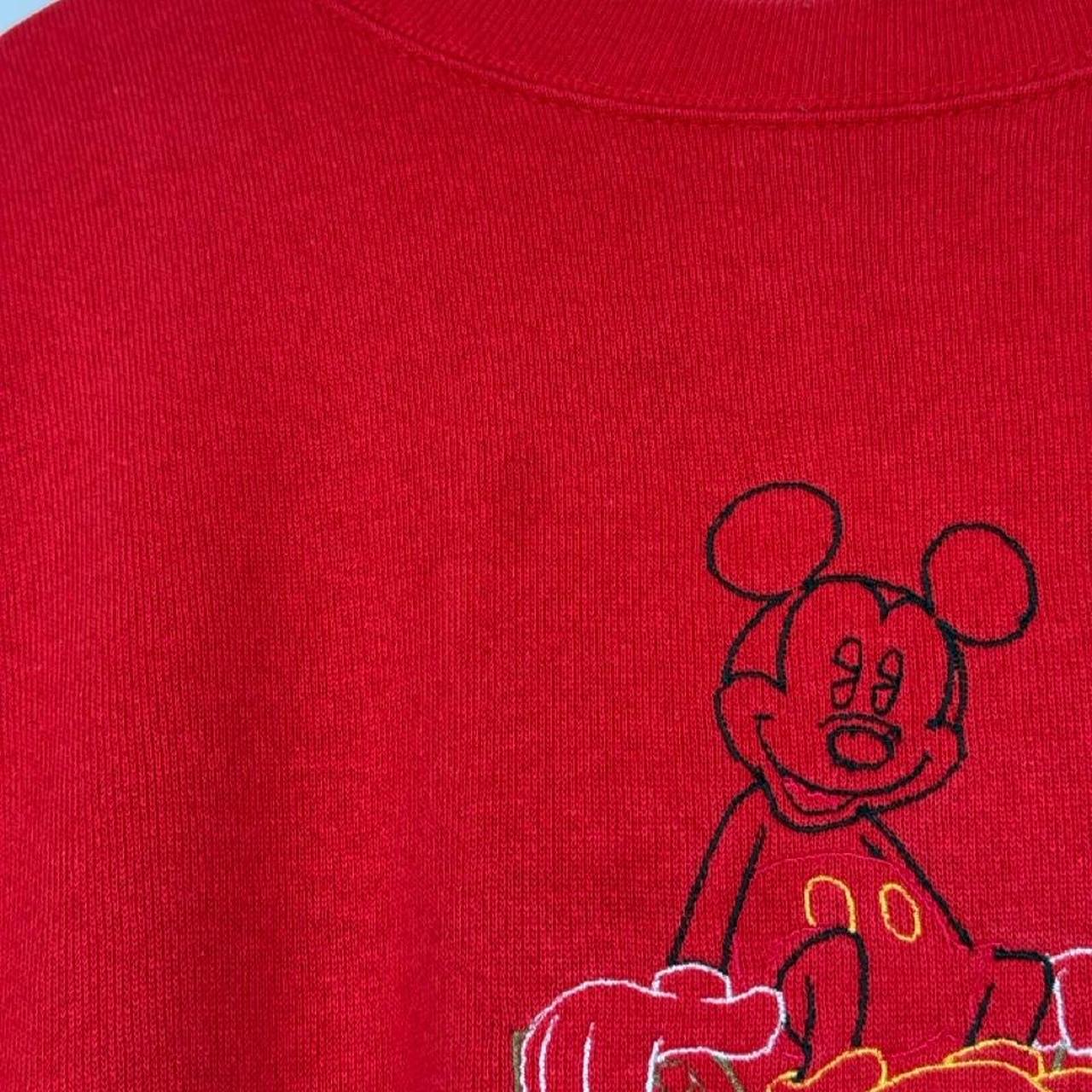 Vintage 90s Mickey Mouse Outline Embroidered Red Sweatshirt (XL)