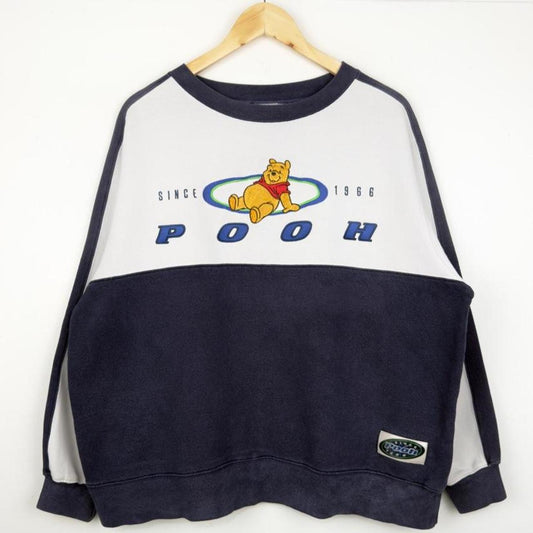 Vintage 00s Winnie the Pooh Spell Out Color Block Disney Sweatshirt (L)
