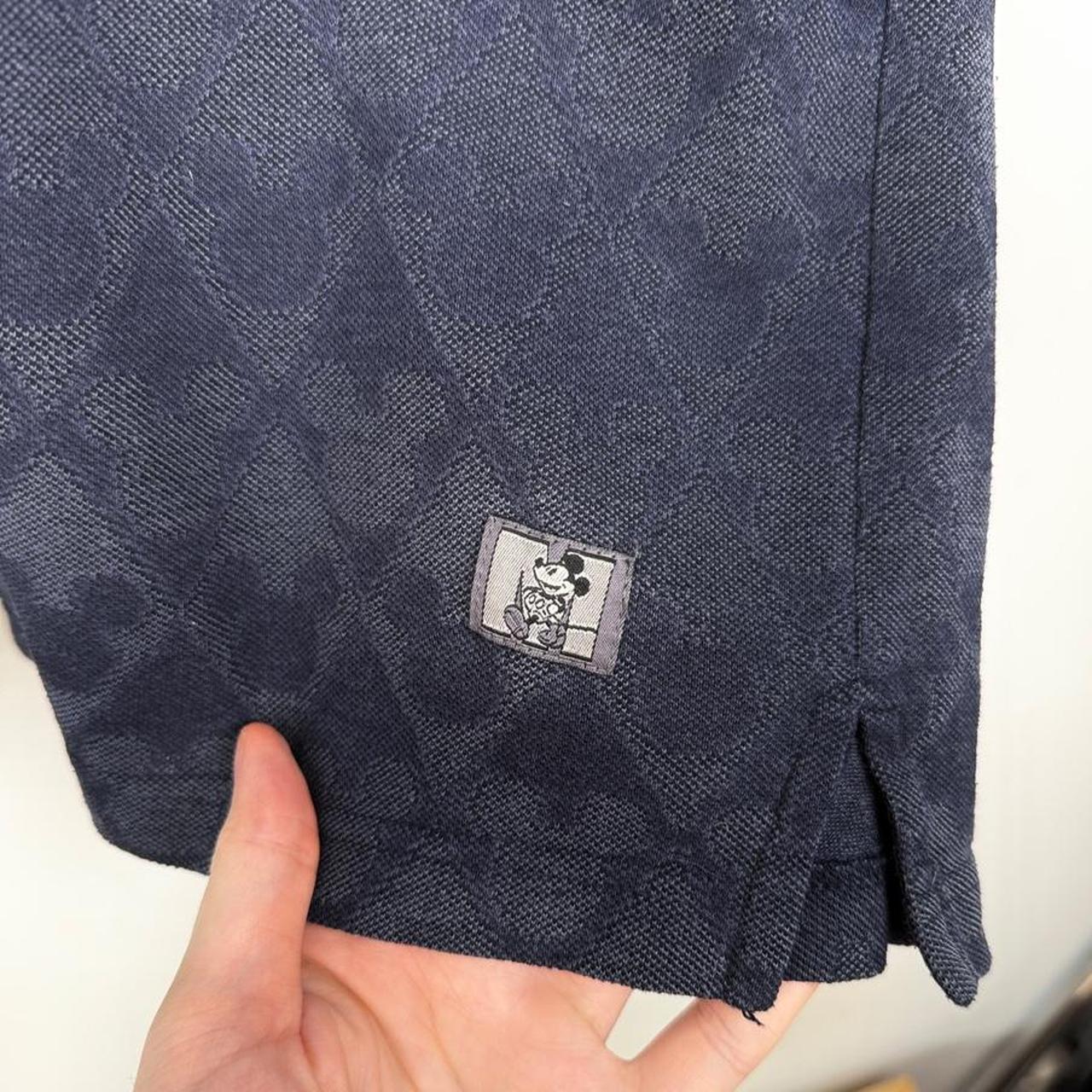 Vintage 00s Mickey Mouse Pattern Navy Polo Shirt (XXL)