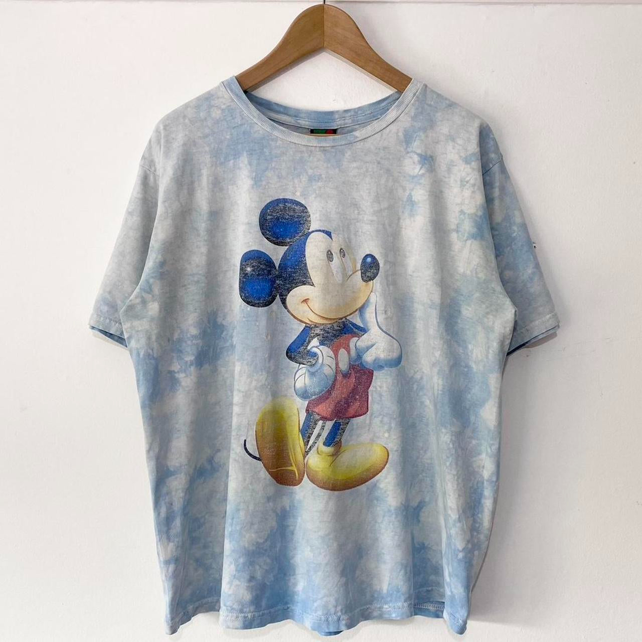 Vintage Mickey Mouse Blue Tie Dye T Shirt (XL)