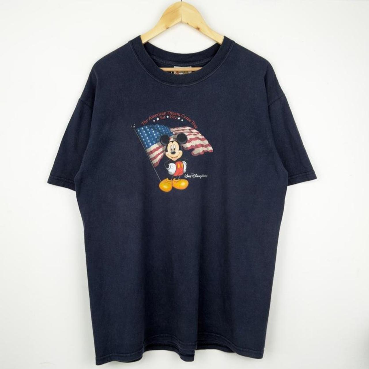 Vintage 00s Walt Disney World Mickey Mouse American Tradition Navy T Shirt (L)