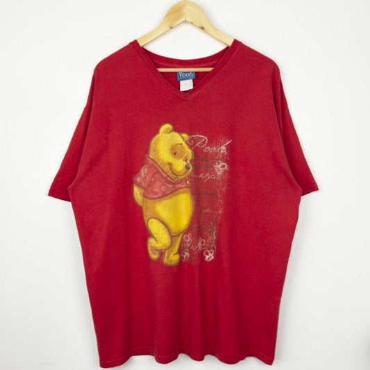 Vintage 90s Winnie The Pooh Red V Neck (XL)