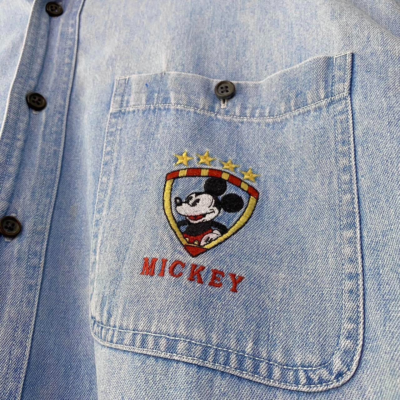 Vintage Mickey Embroidered 90s Denim Shirt (M)