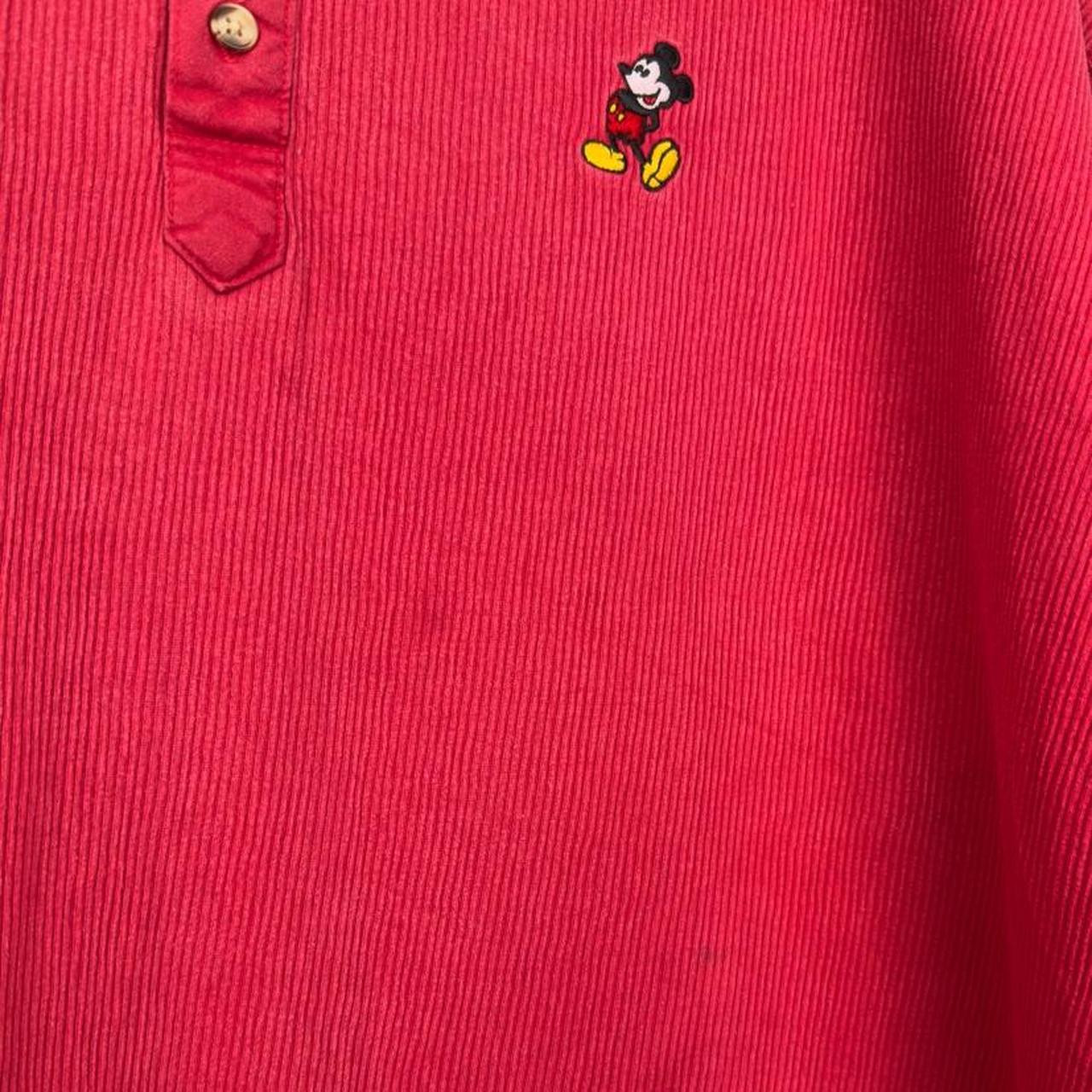 Vintage 90s Mickey Mouse Embroidered Button T Shirt (XXXL)