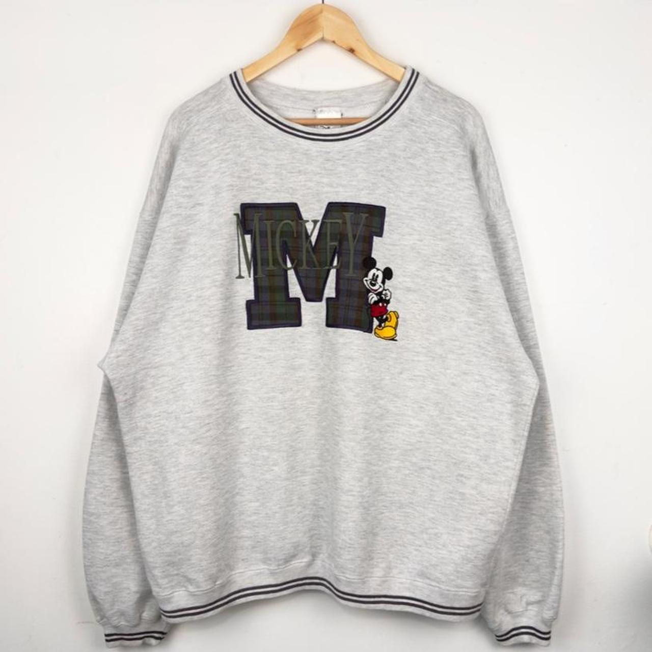 Vintage 90s Mickey Mouse Embroidered M Grey Sweatshirt (XL)