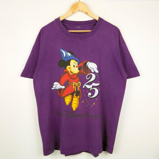 Vintage 90s Disney World 25th Anniversary Mickey Purple T Shirt (L)