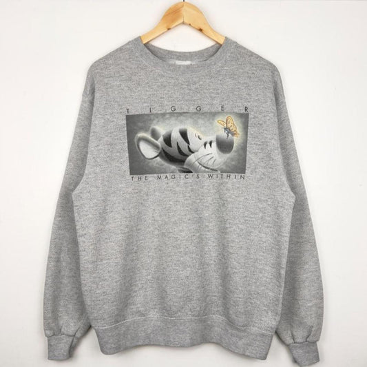 Vintage 00s Tigger Magic Within Disney Store 00s Grey Sweatshirt (M)