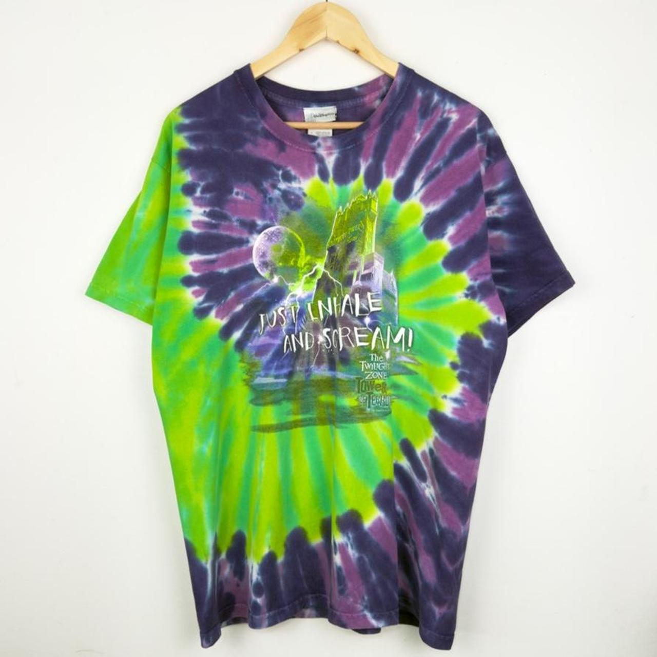 Disney Tower of Terror Just Inhale and Scream! Tie Dye 2000s T Shirt (L)