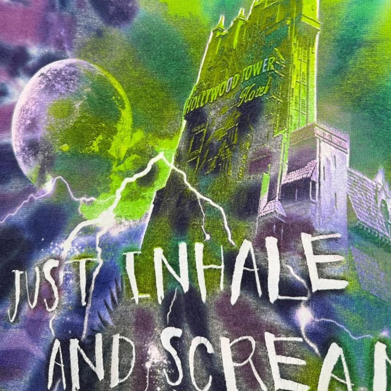 Disney Tower of Terror Just Inhale and Scream! Tie Dye 2000s T Shirt (L)