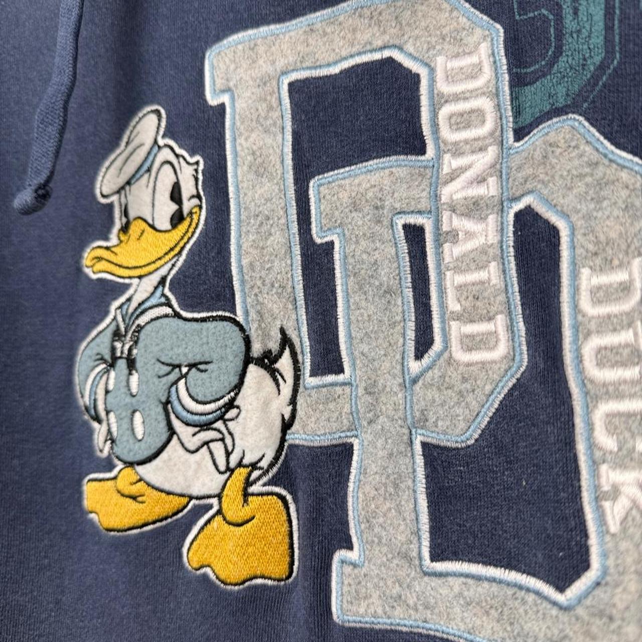 Donald Duck Disneyland Embroidered 2000s Navy Blue Hoodie (S/M)