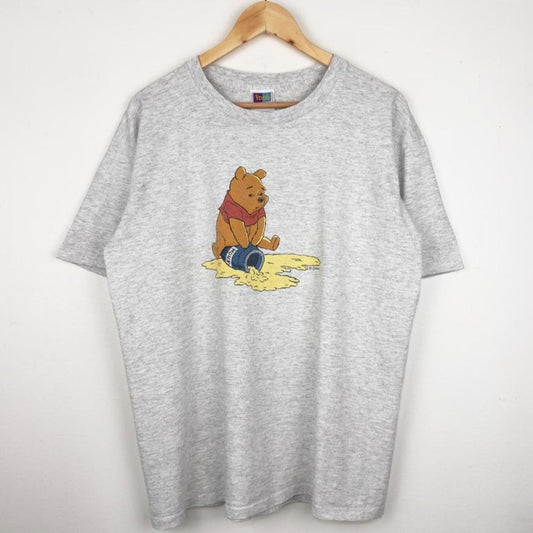 Vintage 90s Winnie the Pooh Spilt Honey Grey T Shirt (M/L)