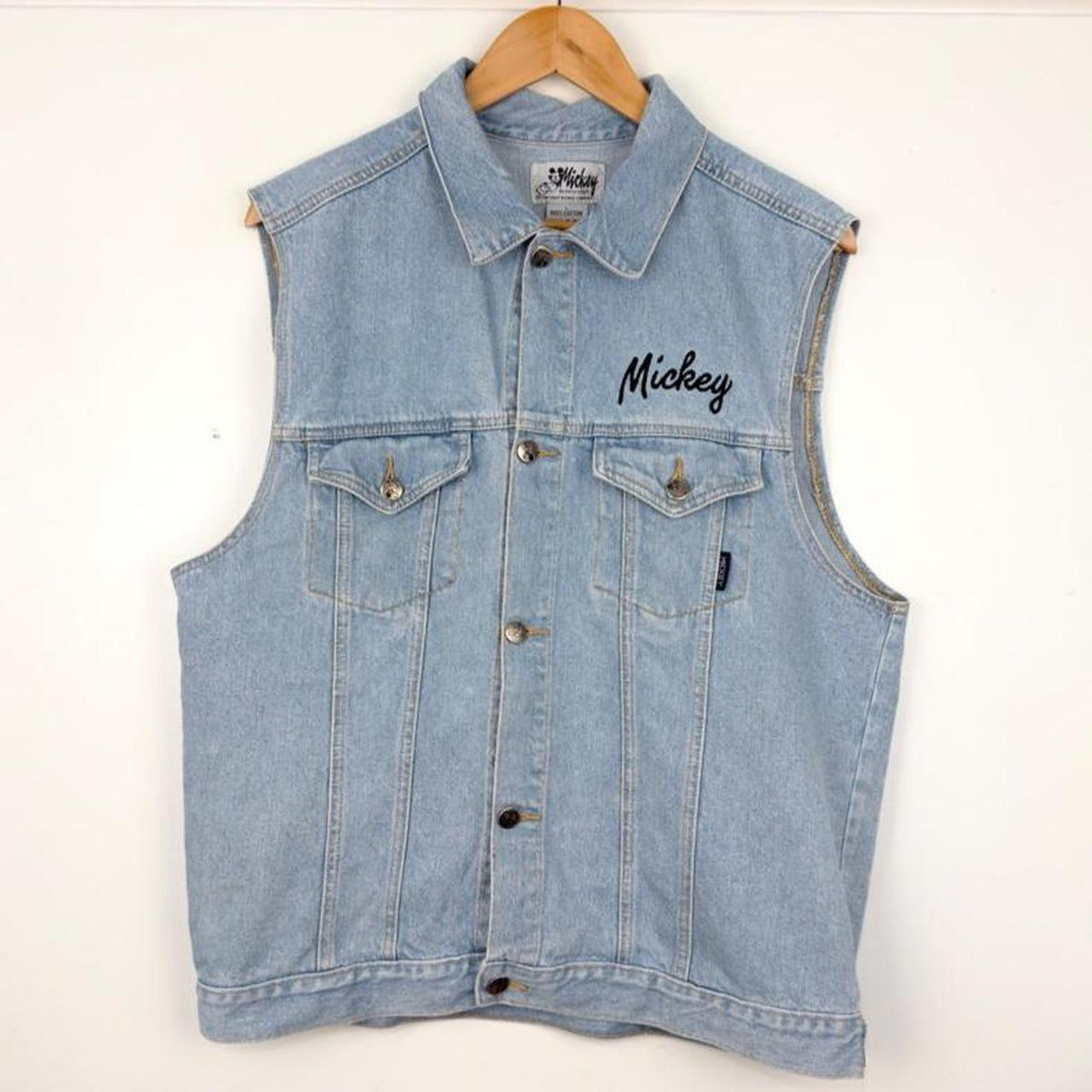 Vintage 90s Mickey Mouse Embroidered Denim Vest ()