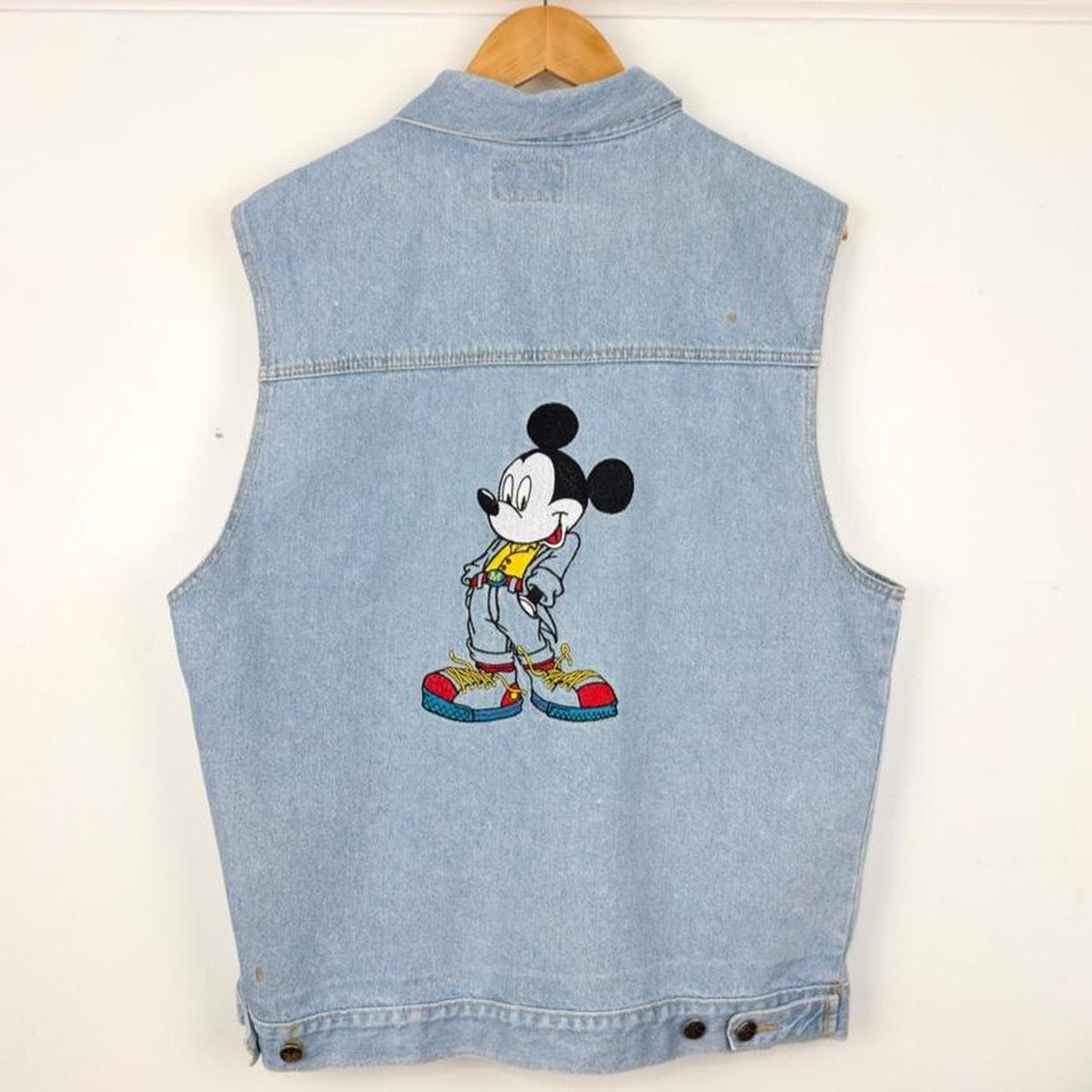 Vintage 90s Mickey Mouse Embroidered Denim Vest ()