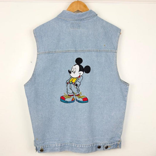 Vintage 90s Mickey Mouse Embroidered Denim Vest ()