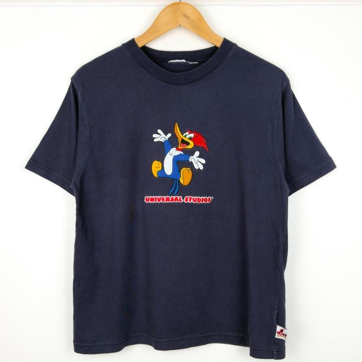Vintage 00s Woody Woodpecker Universal Studios Embroidered Navy T Shirt (S)
