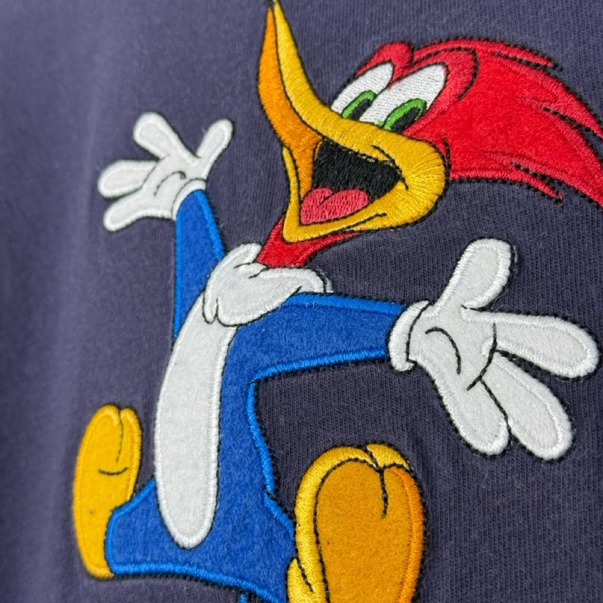 Vintage 00s Woody Woodpecker Universal Studios Embroidered Navy T Shirt (S)